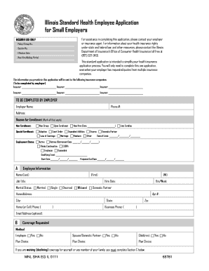 Illinois Standard Health Employee Application