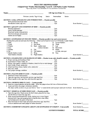 4-H Poultry Showmanship Form