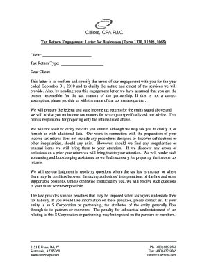 Tax Return Engagement Letter for Businesses
