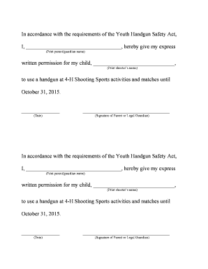 4-H Shooting Sports Handgun Permission Form