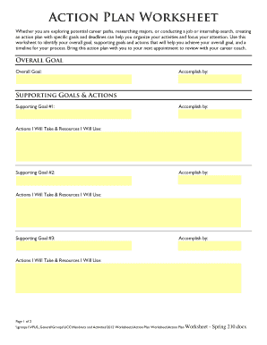 Career Action Plan Worksheet