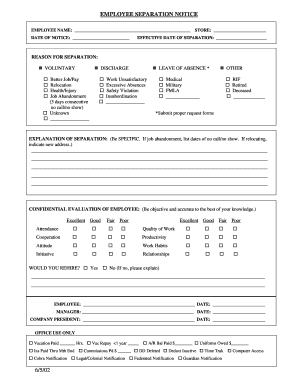 Employee Separation Notice