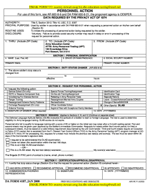 DA Form 4187 Personnel Action