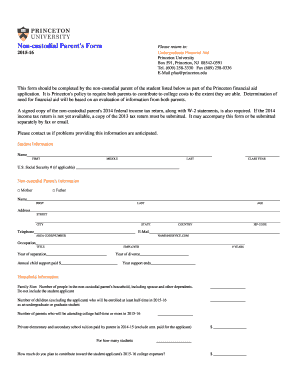Non-Custodial Parent Financial Aid Form