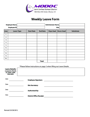 Weekly Leave Form