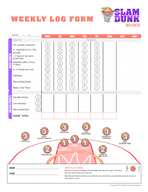 Weekly Health and Fitness Log Form