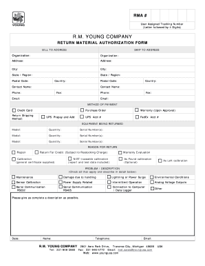 Return Material Authorization Form