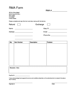 RMA Form