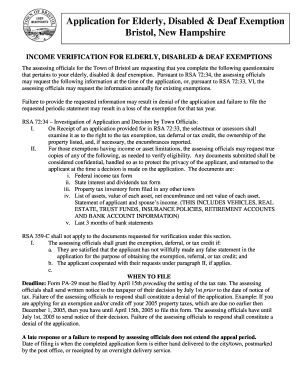 New Hampshire Elderly Disabled Deaf Exemption Form