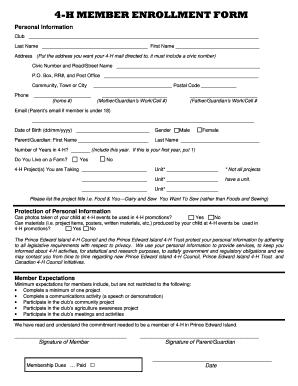 4-H Member Enrollment Form