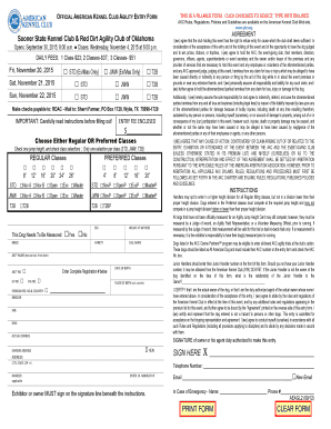 American Kennel Club Agility Entry Form