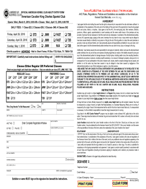 American Kennel Club Agility Entry Form