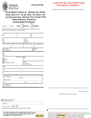 AKC Dog Show Entry Form
