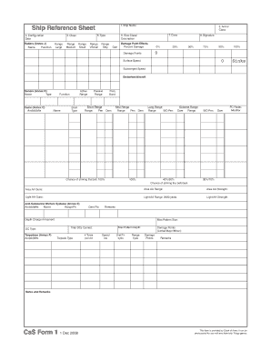Ship Reference Sheet