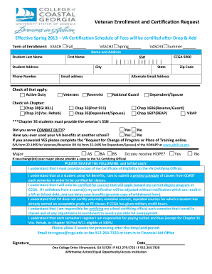 Fillable Online 54 69 180 Veteran Enrollment and Certification Request Fax Email Print - pdfFiller