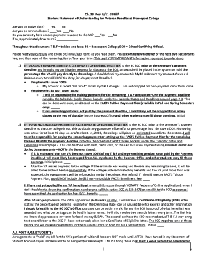 Student Statement of Understanding for Veteran Benefits