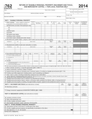 Virginia Form 762 Tangible Personal Property Tax Return