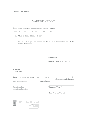 Same Name Affidavit