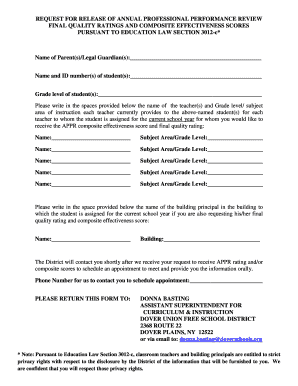 Request for Release of Annual Professional Performance Review