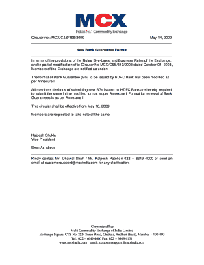 Bank Guarantee Format for HDFC Bank