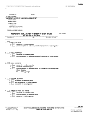 Responsive Declaration to Order to Show Cause