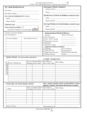 Adult Health Record Form