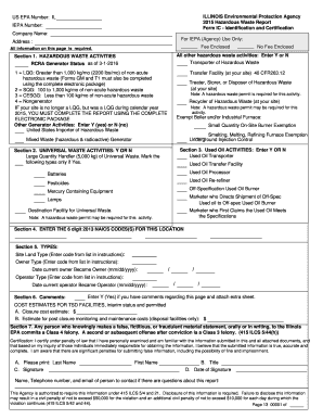 Illinois Hazardous Waste Report Form IC