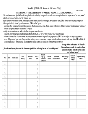 Queensland Weapons Act Declaration Form