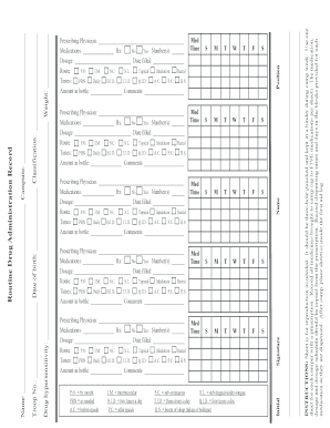 Routine Drug Administration Record