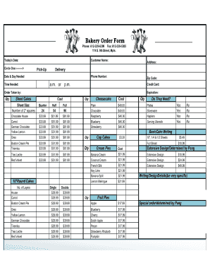 Bakery Order Form