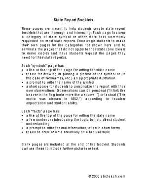 State Report Booklet Template