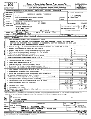 Form 990 2013 Carcinoid Cancer Foundation