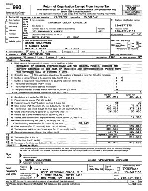 Form 990 2009 Carcinoid Cancer Foundation