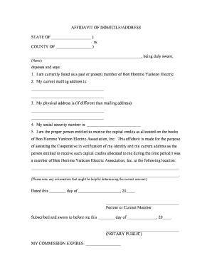 Affidavit of Domicile/Address