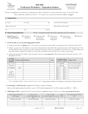 2015-2016 Verification Worksheet