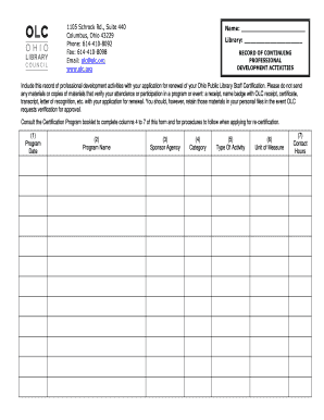 Ohio Public Library Staff Certification Renewal Form