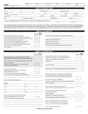 Health History Form