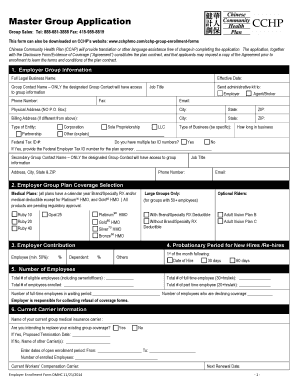 CCHP Group Enrollment Application
