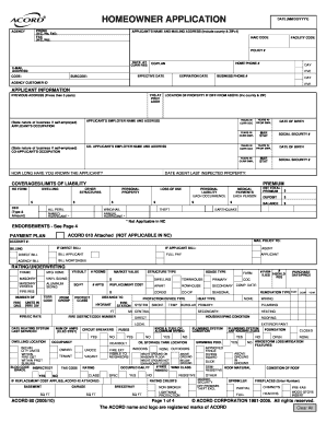 Homeowner Insurance Application Form