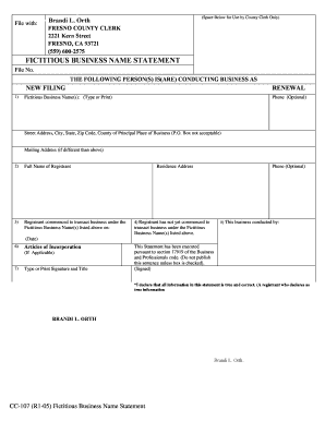 Fictitious Business Name Statement