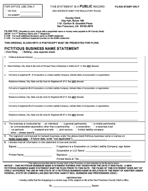 Fictitious Business Name Statement