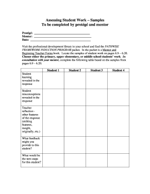 Assessing Student Work Form