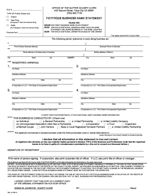 California Fictitious Business Name Statement