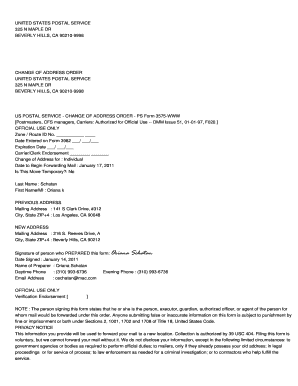 USPS Change of Address Order