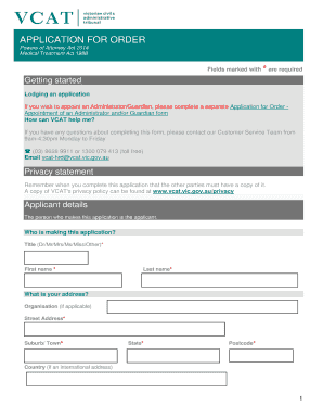 Application for Order - Appointment of Administrator Guardian