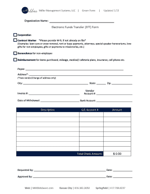Electronic Funds Transfer Form