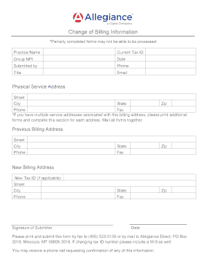 Change of Billing Information Form