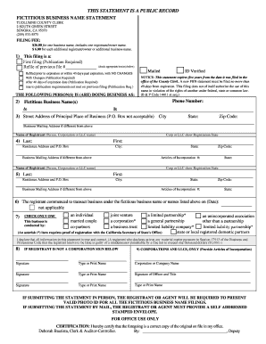 Fictitious Business Name Statement
