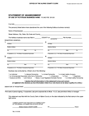 California Statement of Abandonment of Fictitious Business Name