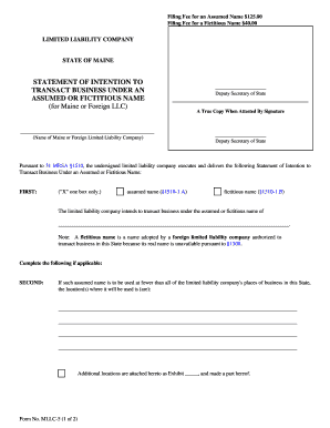 Maine LLC Assumed or Fictitious Name Statement